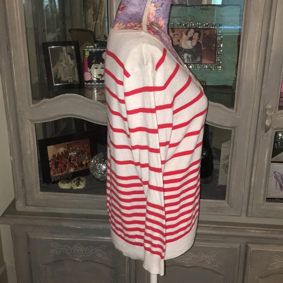 H&M Red & Cream Striped Cardigan sz Med - Picture 3 of 8